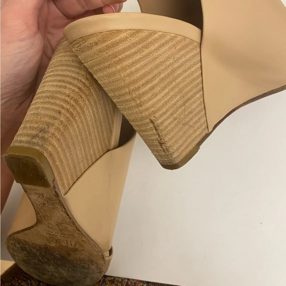 Vince. || Karen Leather‎ Wedge Sandals Tan 7.5